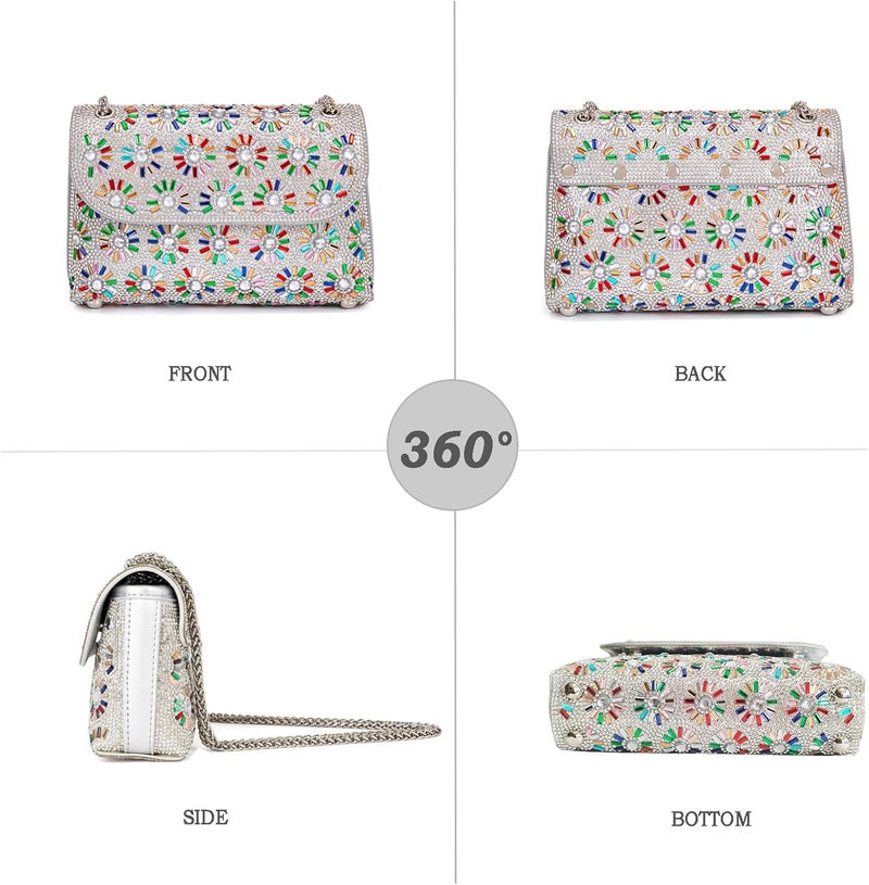 BBTT.ful Shoulder Bags Crossbody Bag Purses Handbags Crystals Rhinestone Evening Bag for Women Clutch Purse with Chain - Image 3